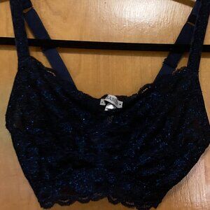 Cosabella Never Say Never Metallics Curvy Sweetie Bralette Nocturnal Blue Small